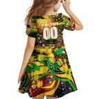 Personalised NAIDOC Week 2025 Panthers Rugby Kid Short Sleeve Dress Aboriginal Dot Painting