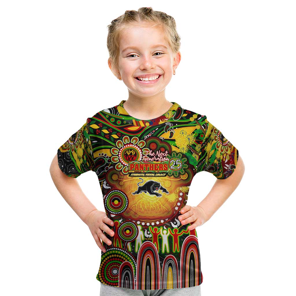 Personalised NAIDOC Week 2025 Panthers Rugby Kid T Shirt Aboriginal Dot Painting