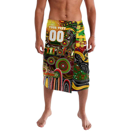 Personalised NAIDOC Week 2025 Panthers Rugby Lavalava Aboriginal Dot Painting