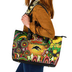 NAIDOC Week 2025 Panthers Rugby Leather Tote Bag Aboriginal Dot Painting
