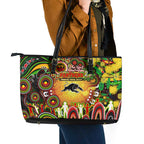 NAIDOC Week 2025 Panthers Rugby Leather Tote Bag Aboriginal Dot Painting