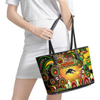 NAIDOC Week 2025 Panthers Rugby Leather Tote Bag Aboriginal Dot Painting
