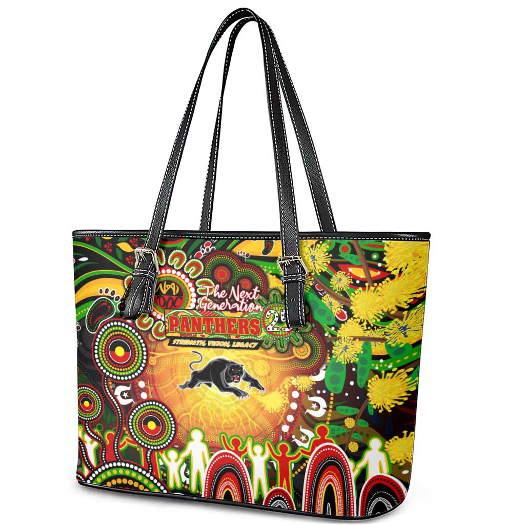 NAIDOC Week 2025 Panthers Rugby Leather Tote Bag Aboriginal Dot Painting