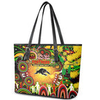 NAIDOC Week 2025 Panthers Rugby Leather Tote Bag Aboriginal Dot Painting