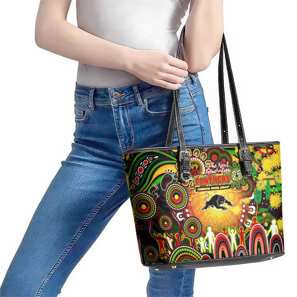 NAIDOC Week 2025 Panthers Rugby Leather Tote Bag Aboriginal Dot Painting