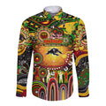 Personalised NAIDOC Week 2025 Panthers Rugby Long Sleeve Button Shirt Aboriginal Dot Painting