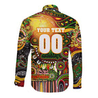 Personalised NAIDOC Week 2025 Panthers Rugby Long Sleeve Button Shirt Aboriginal Dot Painting