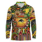 Personalised NAIDOC Week 2025 Panthers Rugby Long Sleeve Polo Shirt Aboriginal Dot Painting