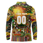 Personalised NAIDOC Week 2025 Panthers Rugby Long Sleeve Polo Shirt Aboriginal Dot Painting
