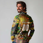 Personalised NAIDOC Week 2025 Panthers Rugby Long Sleeve Polo Shirt Aboriginal Dot Painting