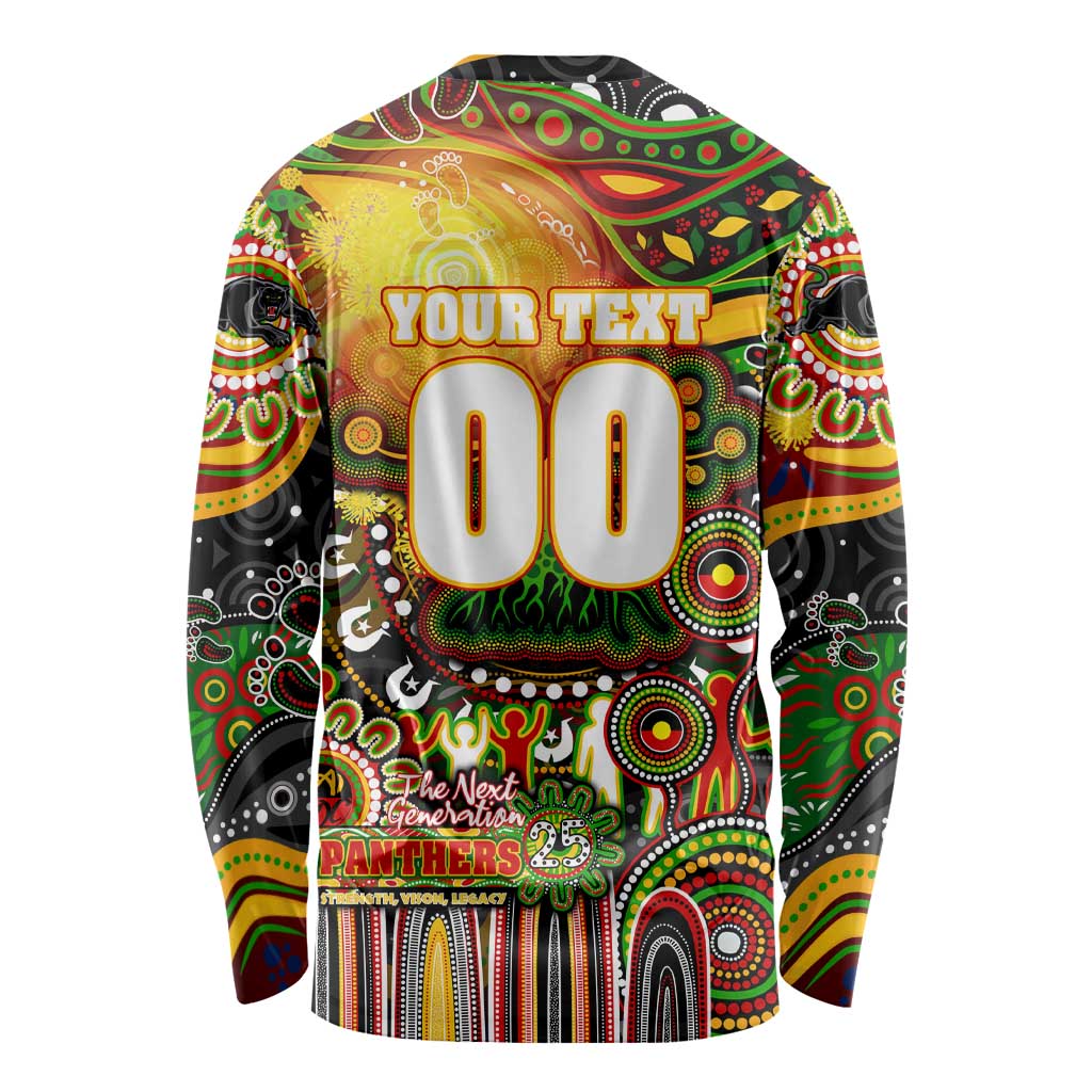 Personalised NAIDOC Week 2025 Panthers Rugby Long Sleeve Shirt Aboriginal Dot Painting