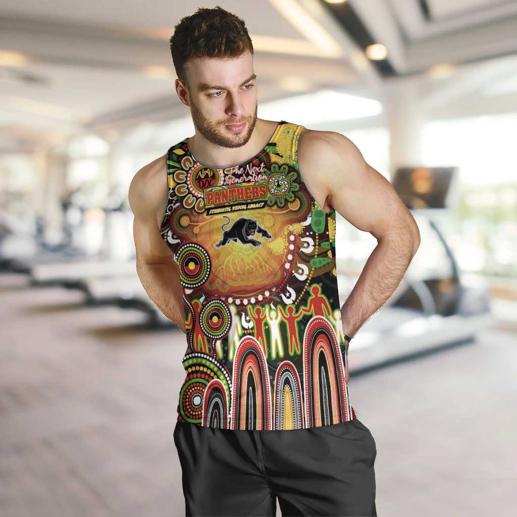 Personalised NAIDOC Week 2025 Panthers Rugby Men Tank Top Aboriginal Dot Painting