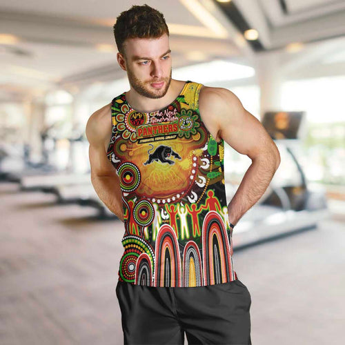 Personalised NAIDOC Week 2025 Panthers Rugby Men Tank Top Aboriginal Dot Painting