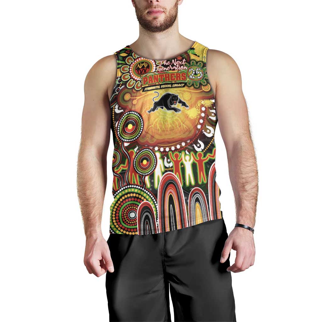 Personalised NAIDOC Week 2025 Panthers Rugby Men Tank Top Aboriginal Dot Painting