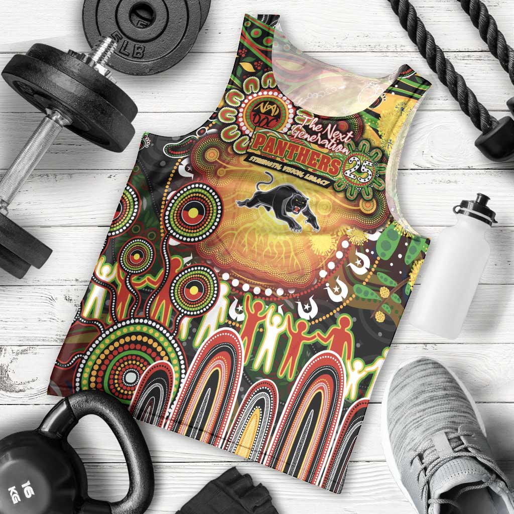 Personalised NAIDOC Week 2025 Panthers Rugby Men Tank Top Aboriginal Dot Painting