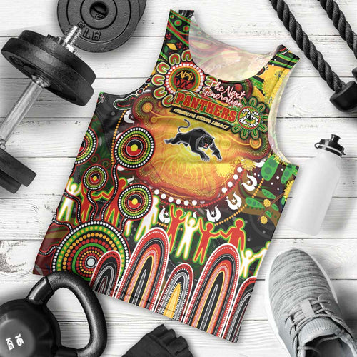 Personalised NAIDOC Week 2025 Panthers Rugby Men Tank Top Aboriginal Dot Painting