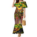 Personalised NAIDOC Week 2025 Panthers Rugby Mermaid Dress Aboriginal Dot Painting