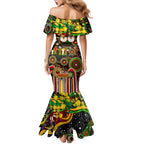 Personalised NAIDOC Week 2025 Panthers Rugby Mermaid Dress Aboriginal Dot Painting
