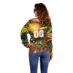 Personalised NAIDOC Week 2025 Panthers Rugby Off Shoulder Sweater Aboriginal Dot Painting