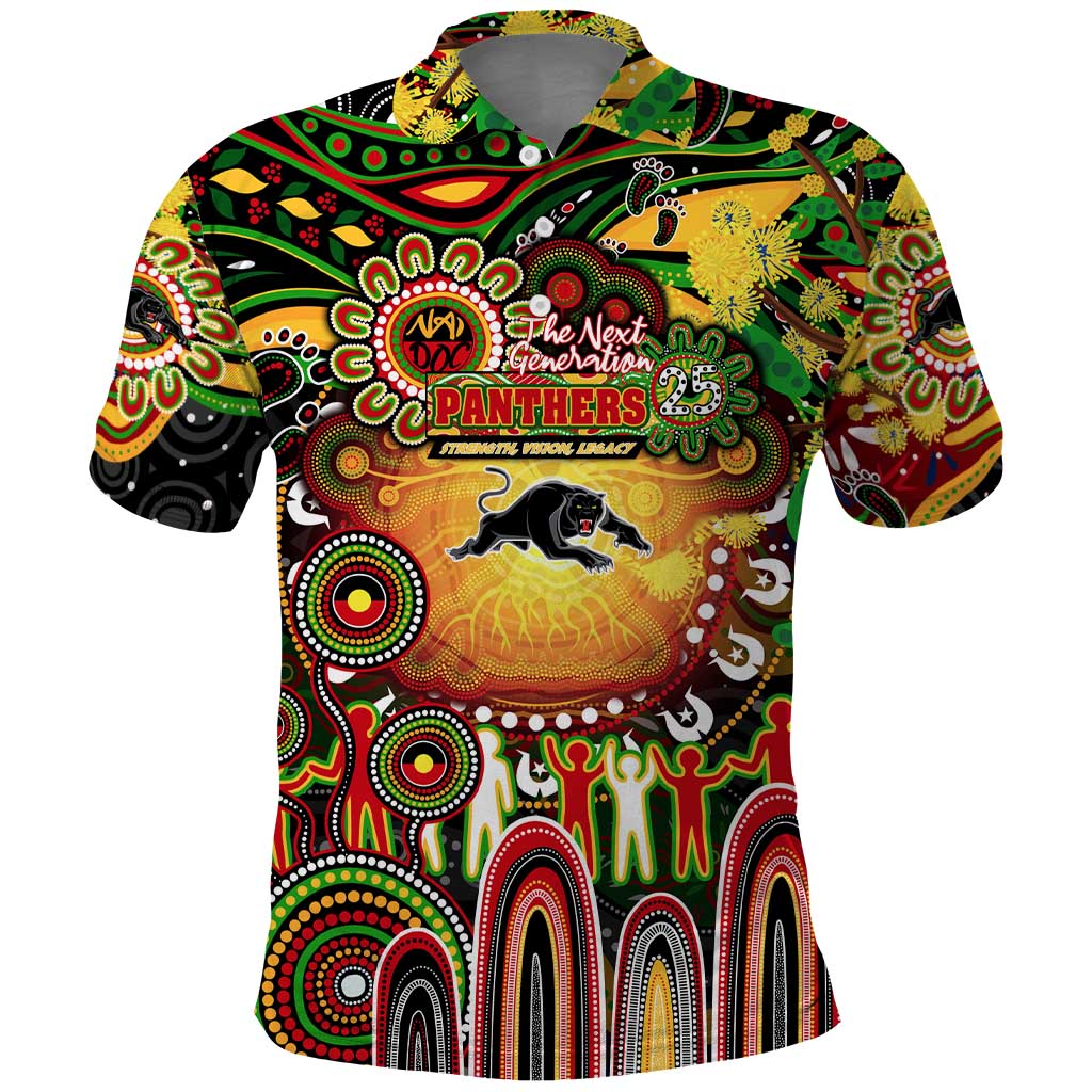 Personalised NAIDOC Week 2025 Panthers Rugby Polo Shirt Aboriginal Dot Painting