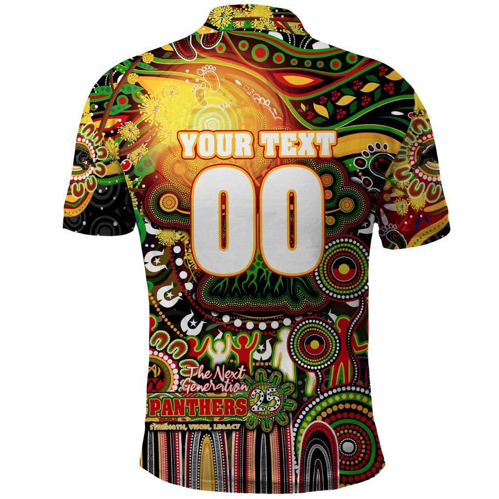 Personalised NAIDOC Week 2025 Panthers Rugby Polo Shirt Aboriginal Dot Painting