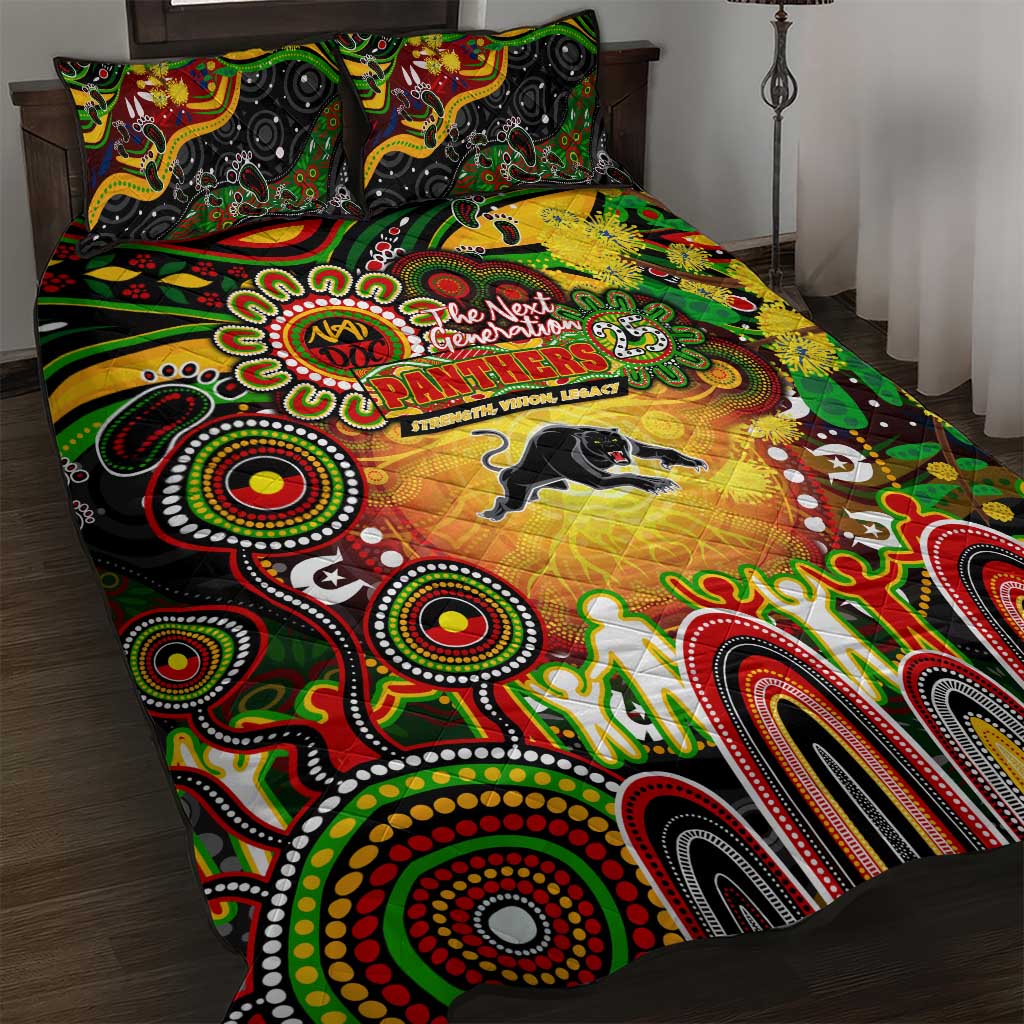 NAIDOC Week 2025 Panthers Rugby Quilt Bed Set Aboriginal Dot Painting