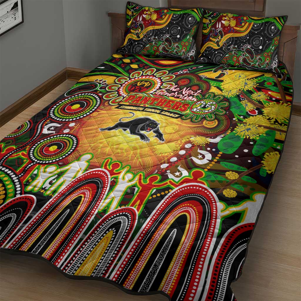 NAIDOC Week 2025 Panthers Rugby Quilt Bed Set Aboriginal Dot Painting