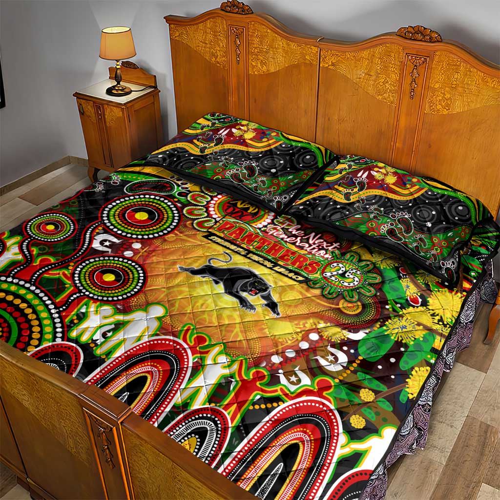 NAIDOC Week 2025 Panthers Rugby Quilt Bed Set Aboriginal Dot Painting