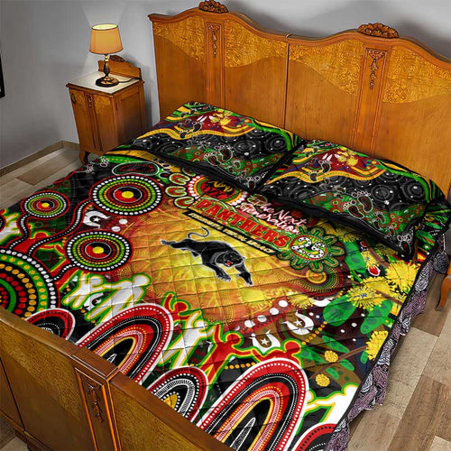 NAIDOC Week 2025 Panthers Rugby Quilt Bed Set Aboriginal Dot Painting