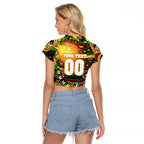 Personalised NAIDOC Week 2025 Panthers Rugby Raglan Cropped T Shirt Aboriginal Dot Painting