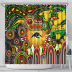 NAIDOC Week 2025 Panthers Rugby Shower Curtain Aboriginal Dot Painting
