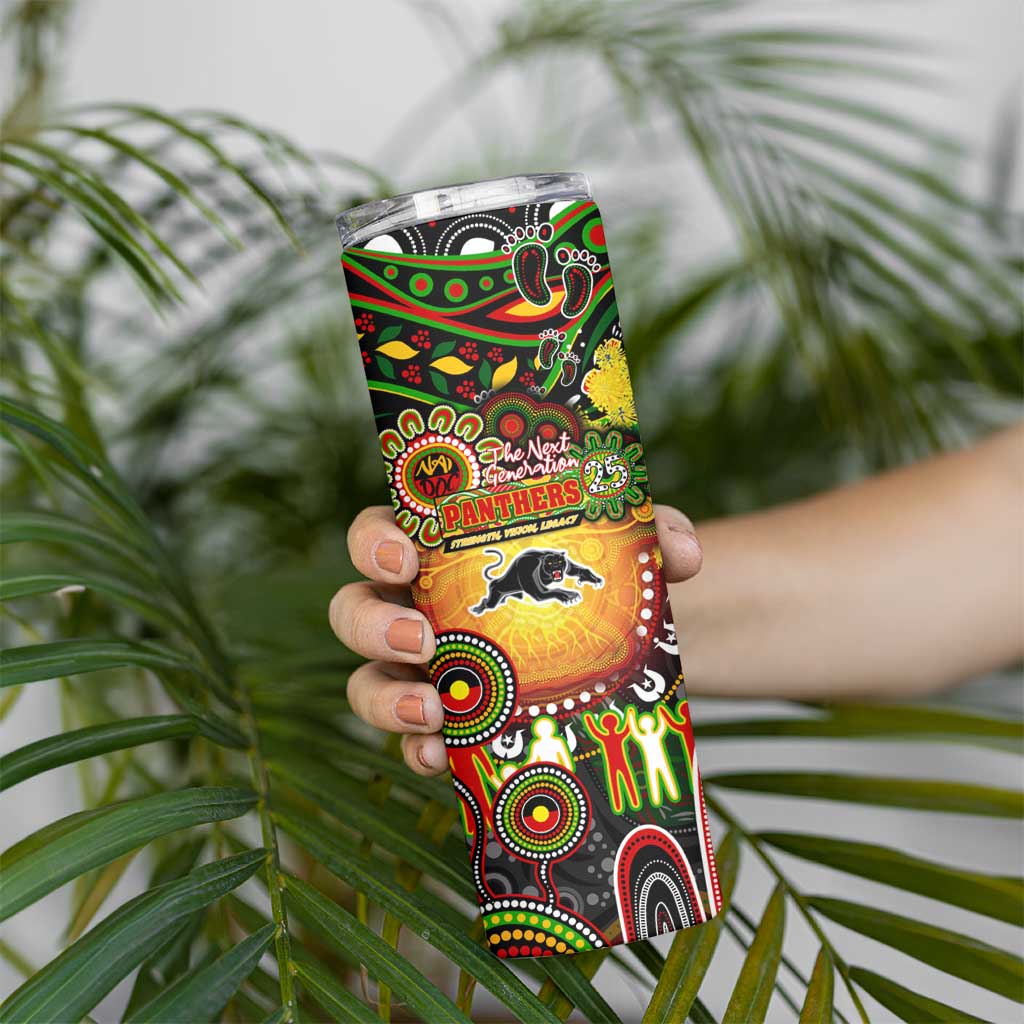 NAIDOC Week 2025 Panthers Rugby Skinny Tumbler Aboriginal Dot Painting