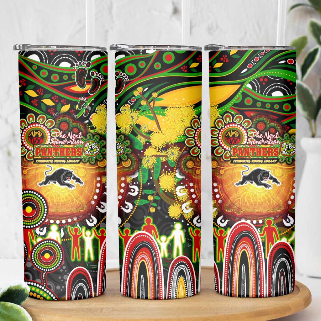 NAIDOC Week 2025 Panthers Rugby Skinny Tumbler Aboriginal Dot Painting
