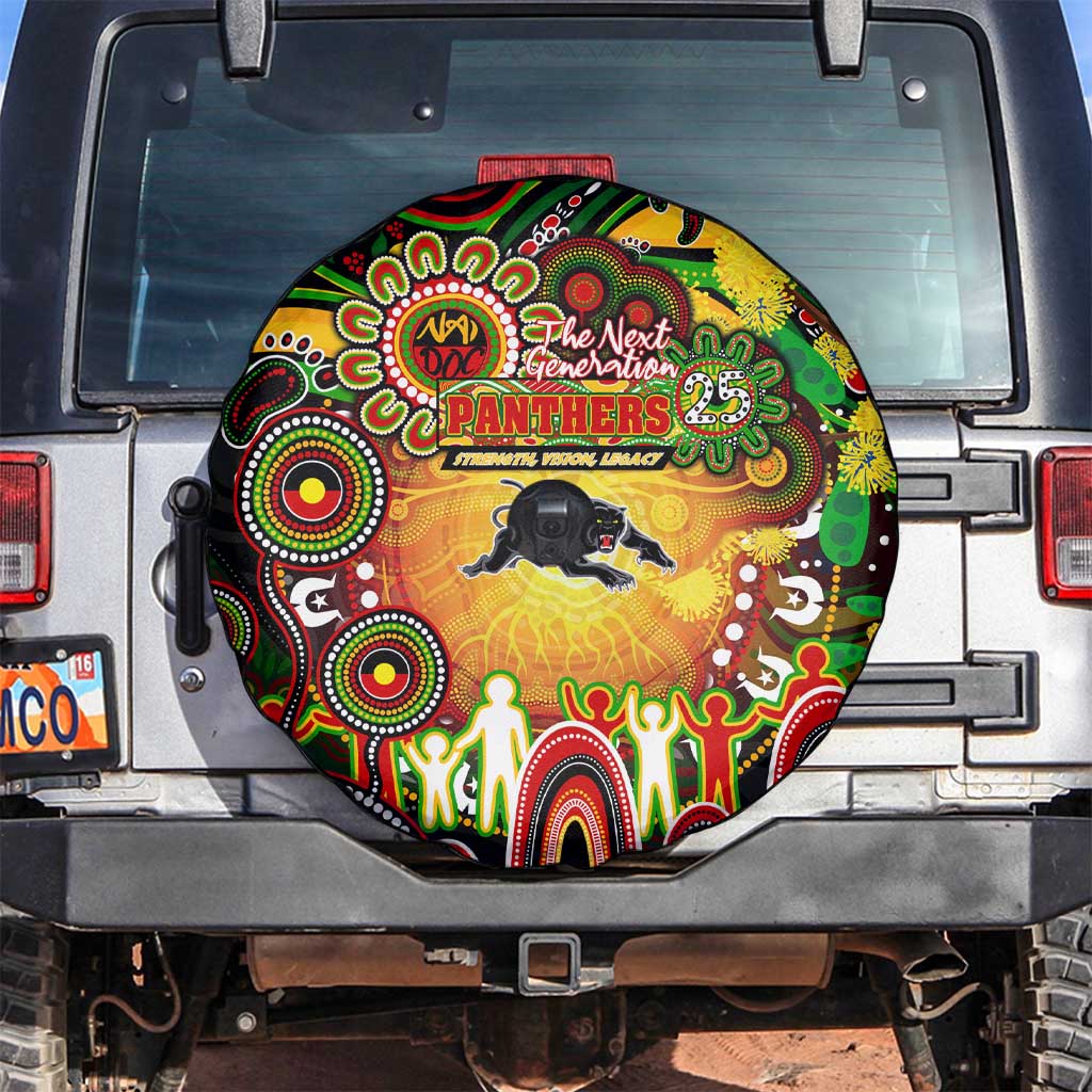NAIDOC Week 2025 Panthers Rugby Spare Tire Cover Aboriginal Dot Painting