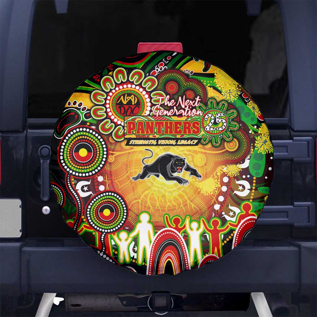 NAIDOC Week 2025 Panthers Rugby Spare Tire Cover Aboriginal Dot Painting