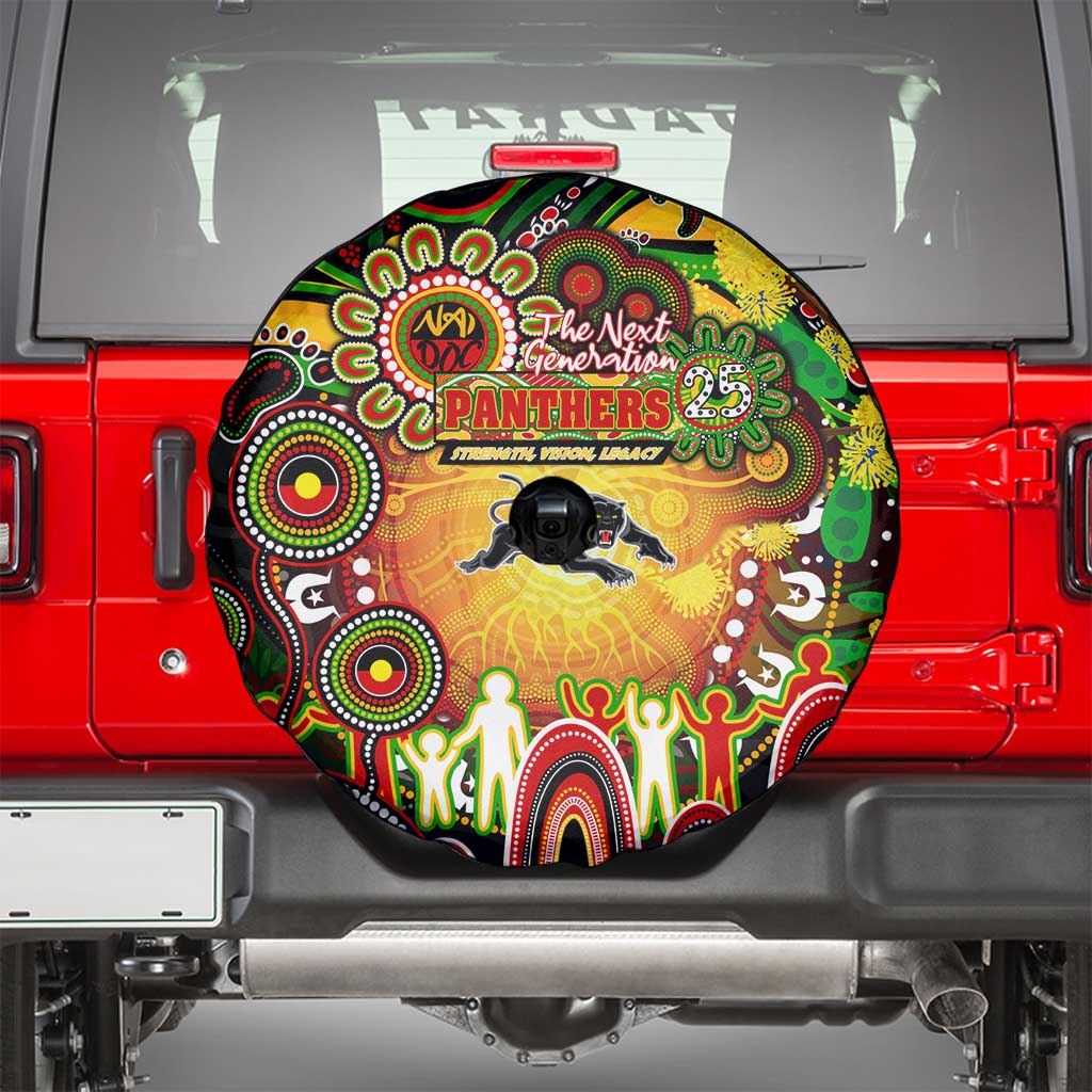 NAIDOC Week 2025 Panthers Rugby Spare Tire Cover Aboriginal Dot Painting