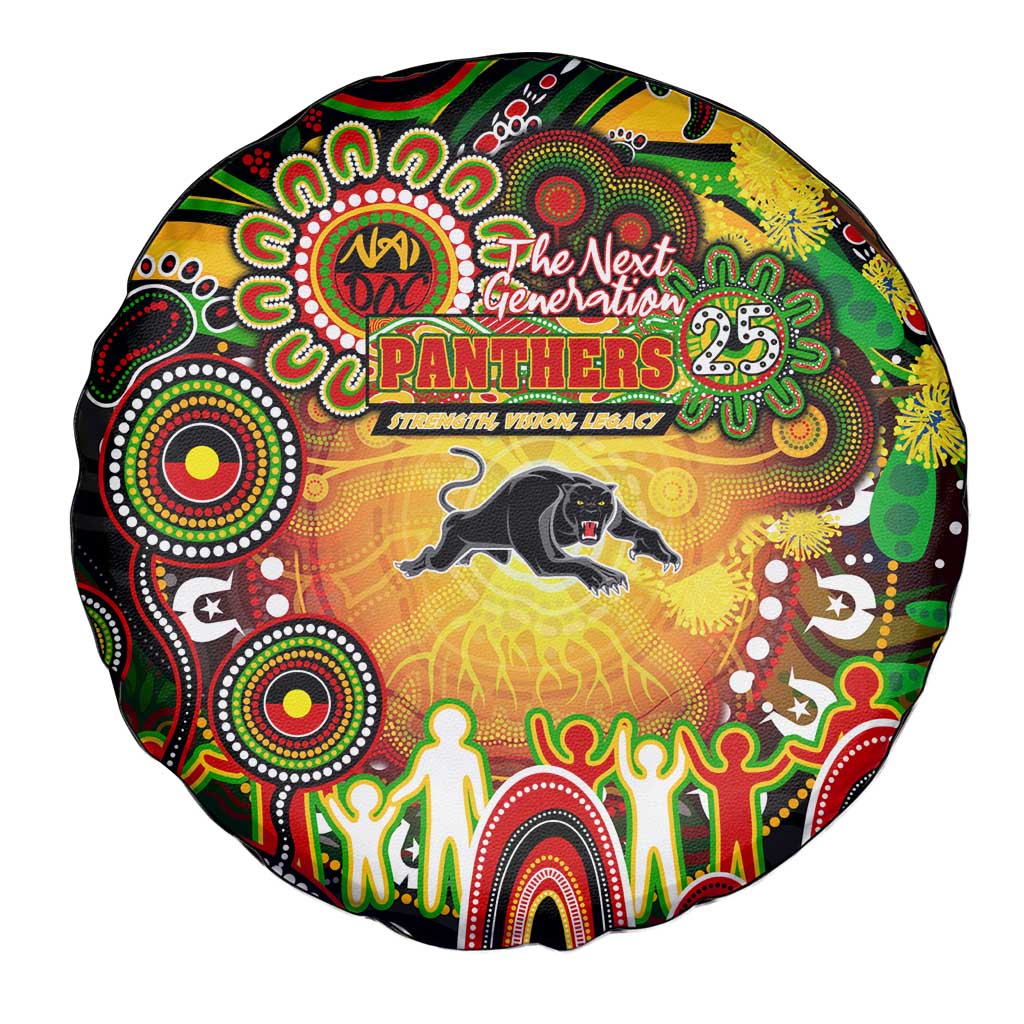 NAIDOC Week 2025 Panthers Rugby Spare Tire Cover Aboriginal Dot Painting