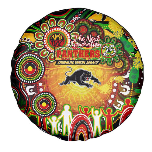 NAIDOC Week 2025 Panthers Rugby Spare Tire Cover Aboriginal Dot Painting