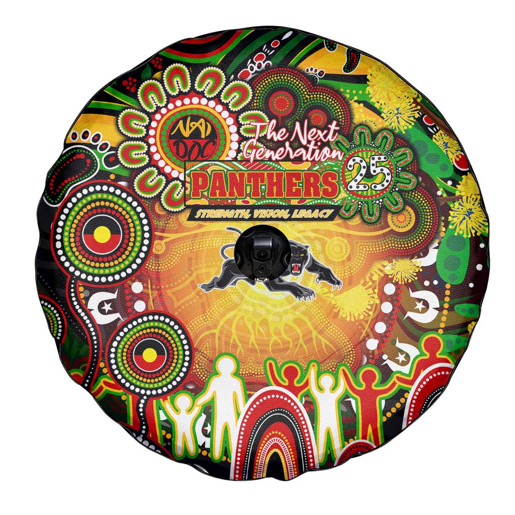 NAIDOC Week 2025 Panthers Rugby Spare Tire Cover Aboriginal Dot Painting