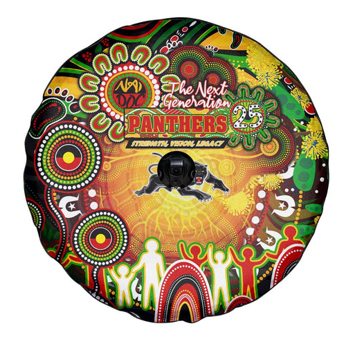 NAIDOC Week 2025 Panthers Rugby Spare Tire Cover Aboriginal Dot Painting