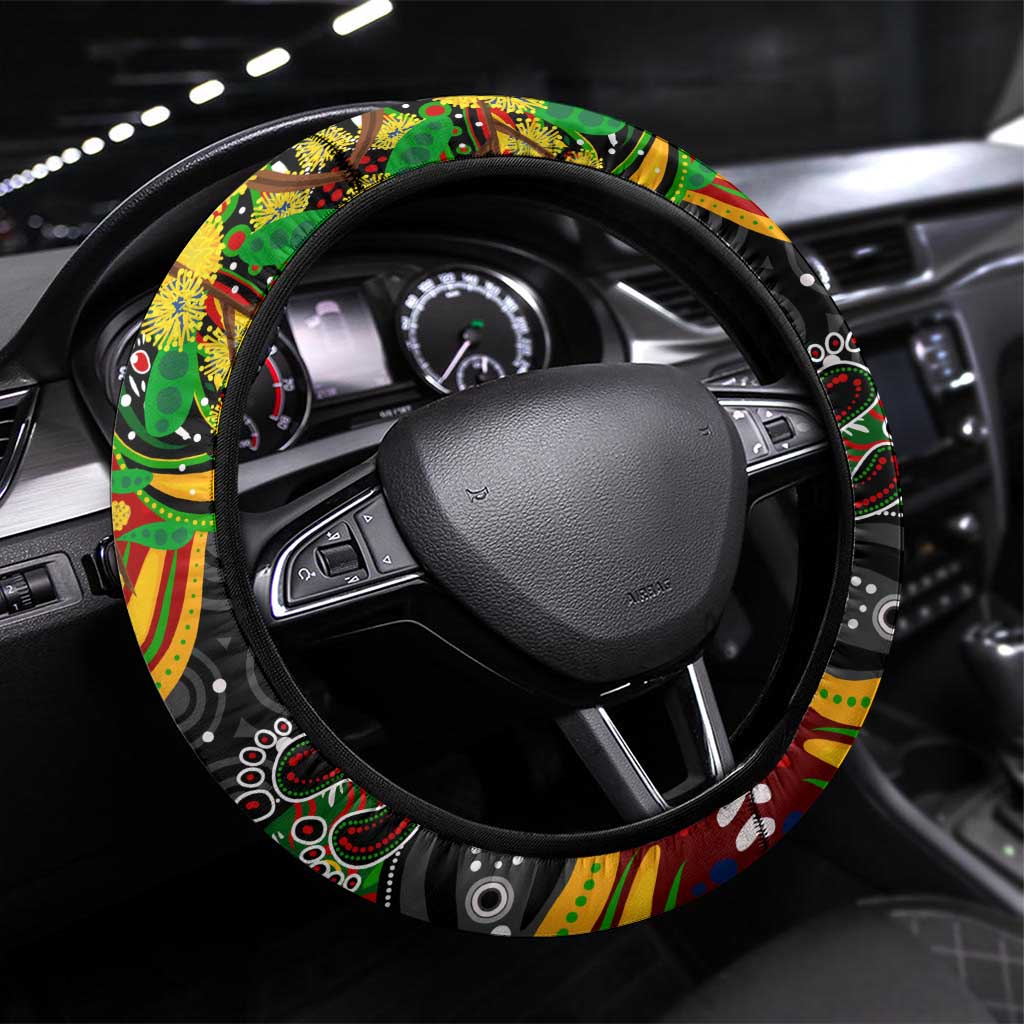NAIDOC Week 2025 Panthers Rugby Steering Wheel Cover Aboriginal Dot Painting