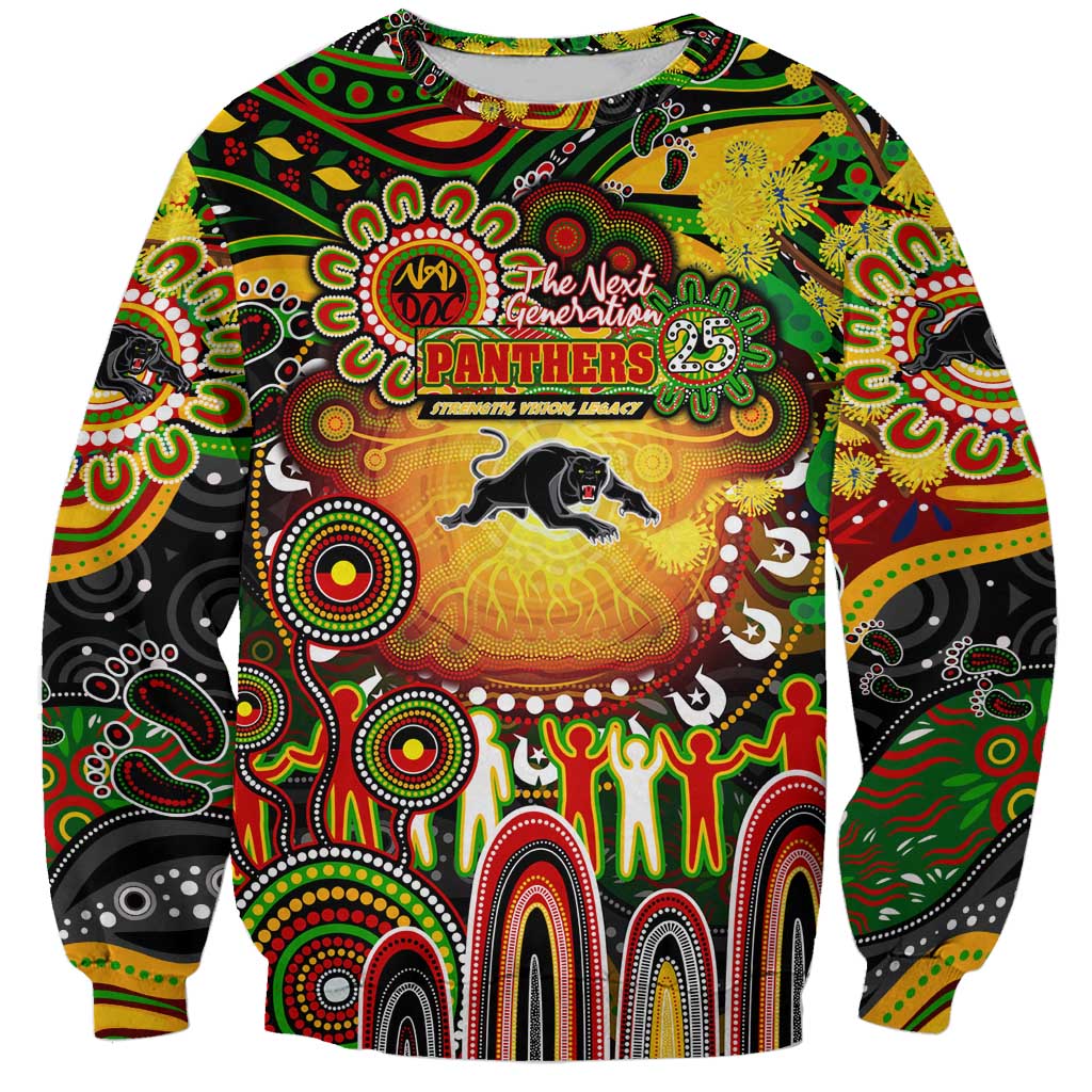Personalised NAIDOC Week 2025 Panthers Rugby Sweatshirt Aboriginal Dot Painting