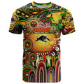 Personalised NAIDOC Week 2025 Panthers Rugby T Shirt Aboriginal Dot Painting