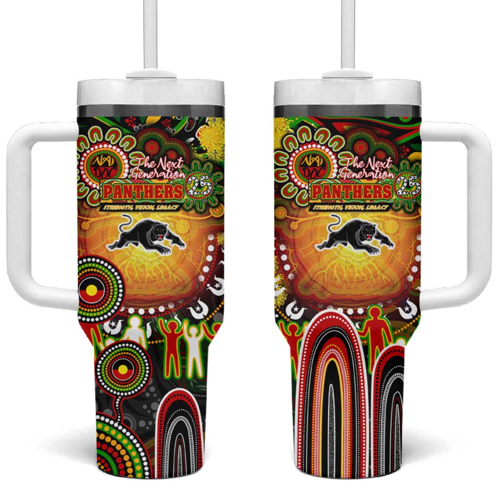 NAIDOC Week 2025 Panthers Rugby Tumbler With Handle Aboriginal Dot Painting