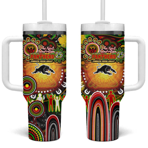 NAIDOC Week 2025 Panthers Rugby Tumbler With Handle Aboriginal Dot Painting