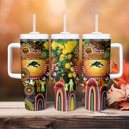 NAIDOC Week 2025 Panthers Rugby Tumbler With Handle Aboriginal Dot Painting