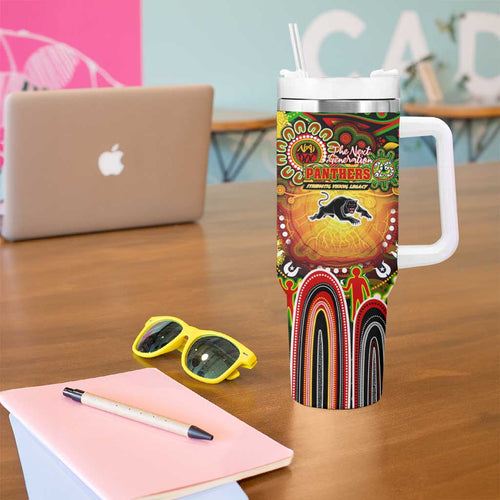 NAIDOC Week 2025 Panthers Rugby Tumbler With Handle Aboriginal Dot Painting