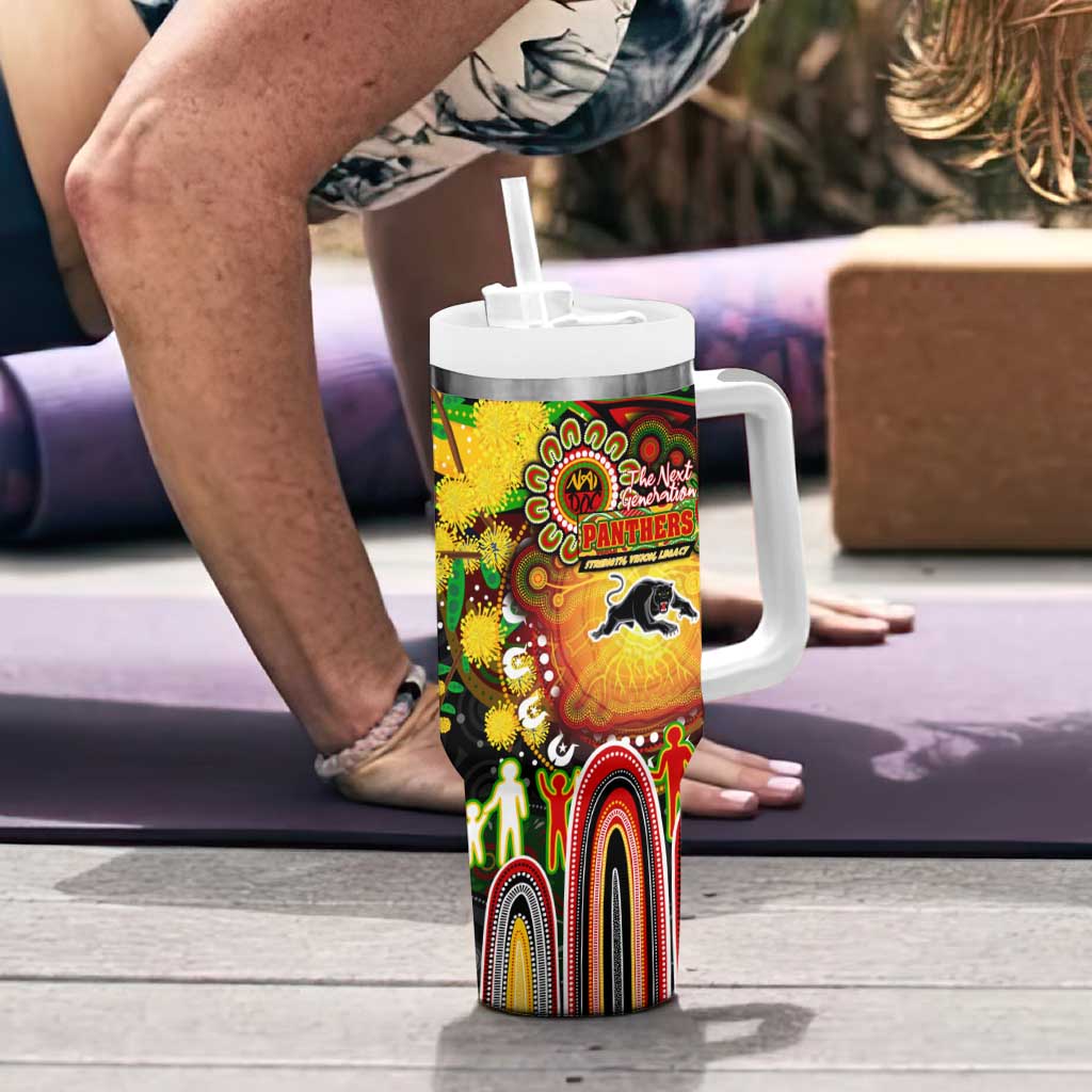 NAIDOC Week 2025 Panthers Rugby Tumbler With Handle Aboriginal Dot Painting