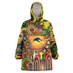 Personalised NAIDOC Week 2025 Panthers Rugby Wearable Blanket Hoodie Aboriginal Dot Painting