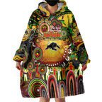 Personalised NAIDOC Week 2025 Panthers Rugby Wearable Blanket Hoodie Aboriginal Dot Painting